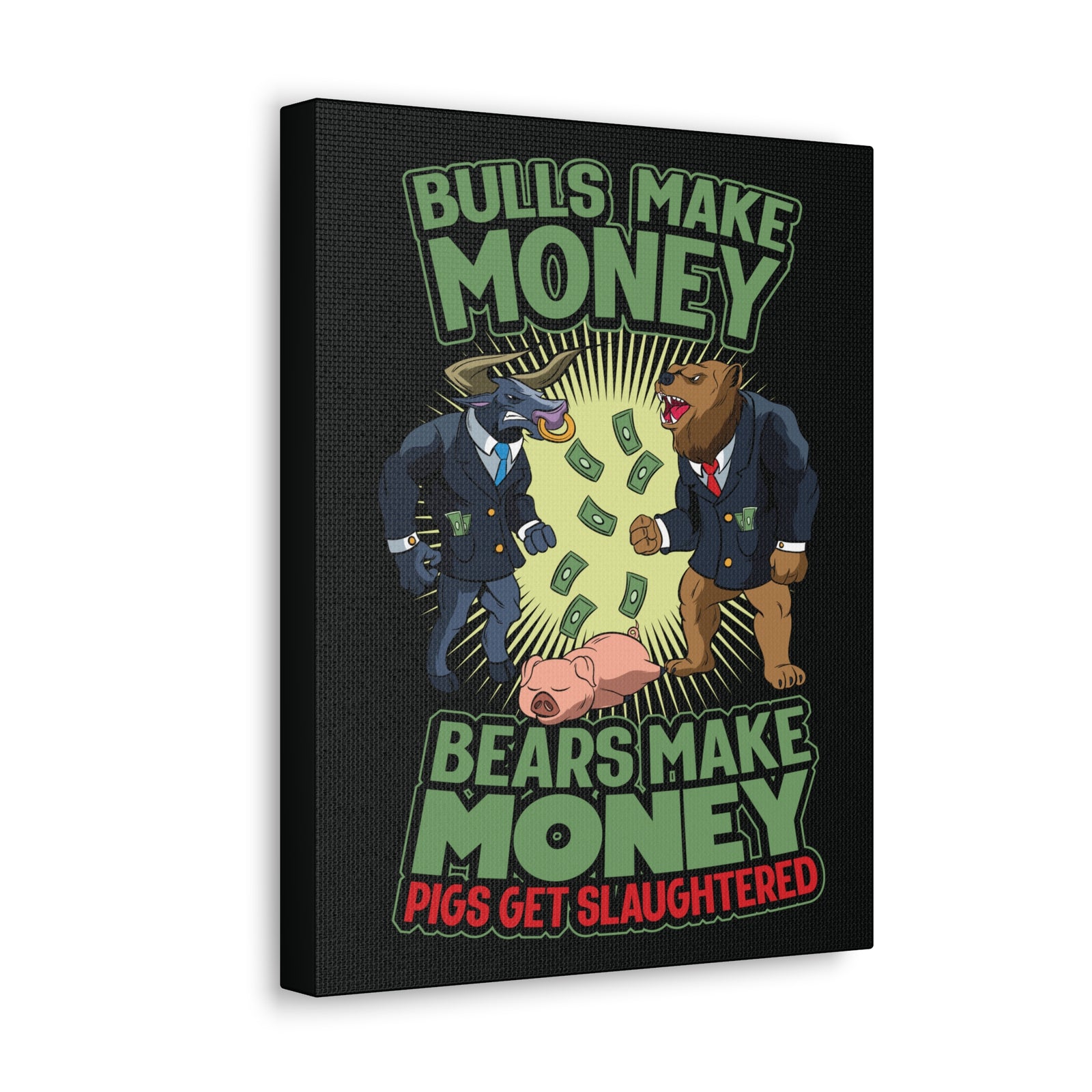 Stock Market Wall Art Gifts for Trader Bulls Bears Pigs Canvas Wall Street Quote Wall Art-Express Your Love Gifts