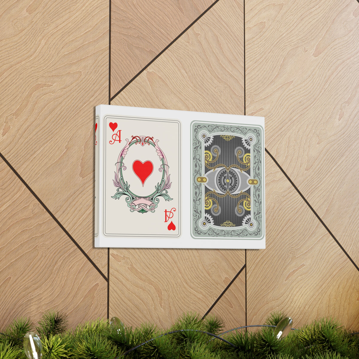 Steampunk Style Ace Of Hearts Playing Card Canvas Wall Art for Home Decor Ready-to-Hang-Express Your Love Gifts