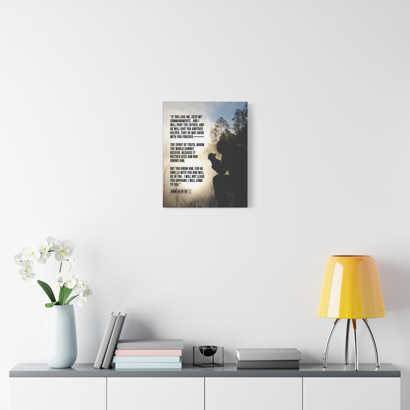 Scripture Canvas Keep my Commandments John 14:15‭-‬18 Christian Wall Art Bible Verse Print Ready to Hang-Express Your Love Gifts