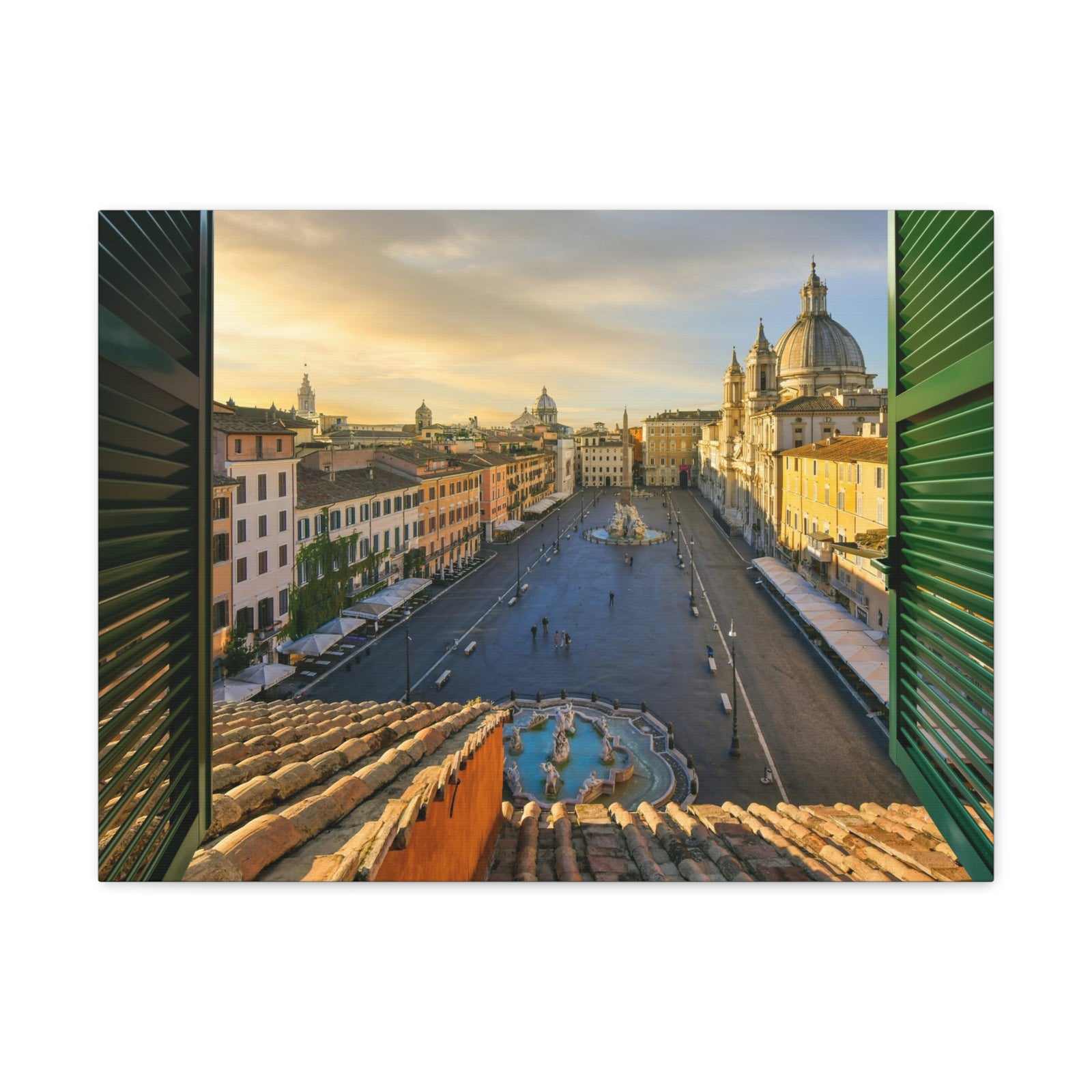Canvas Print Wall Art Window Rome Italy View Nature Photography Realism Scenic Landscape Colorful Multicolor for Home Decor Ready to Hang-Express Your Love Gifts