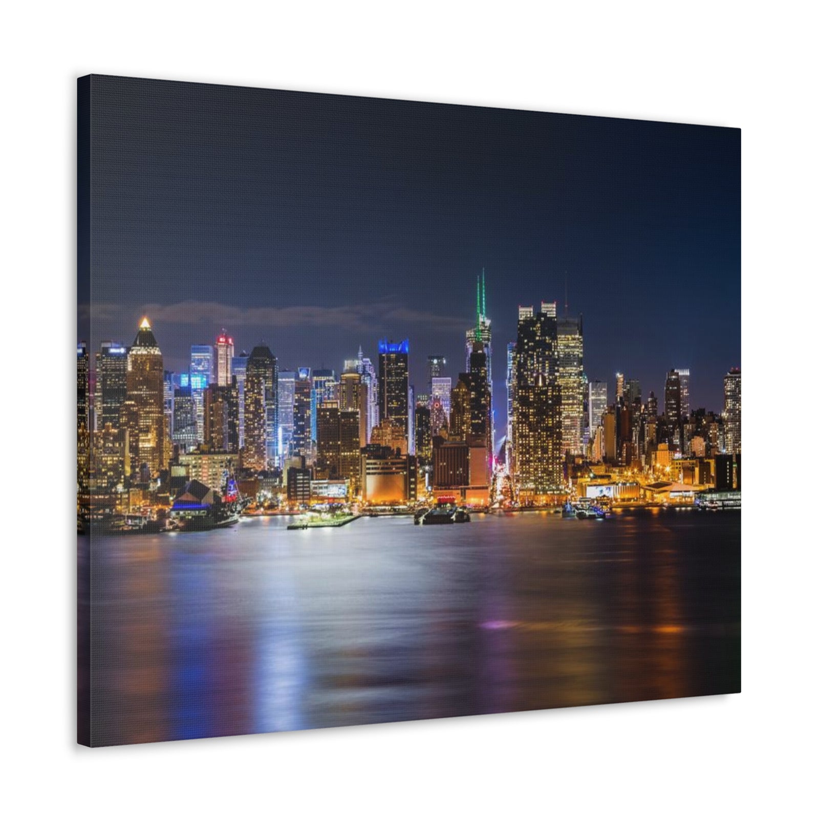 New York Night Skyline Canvas Artwork High-Quality Breathtaking Stunning Cityscape for Home Decor Ready to Hang-Express Your Love Gifts