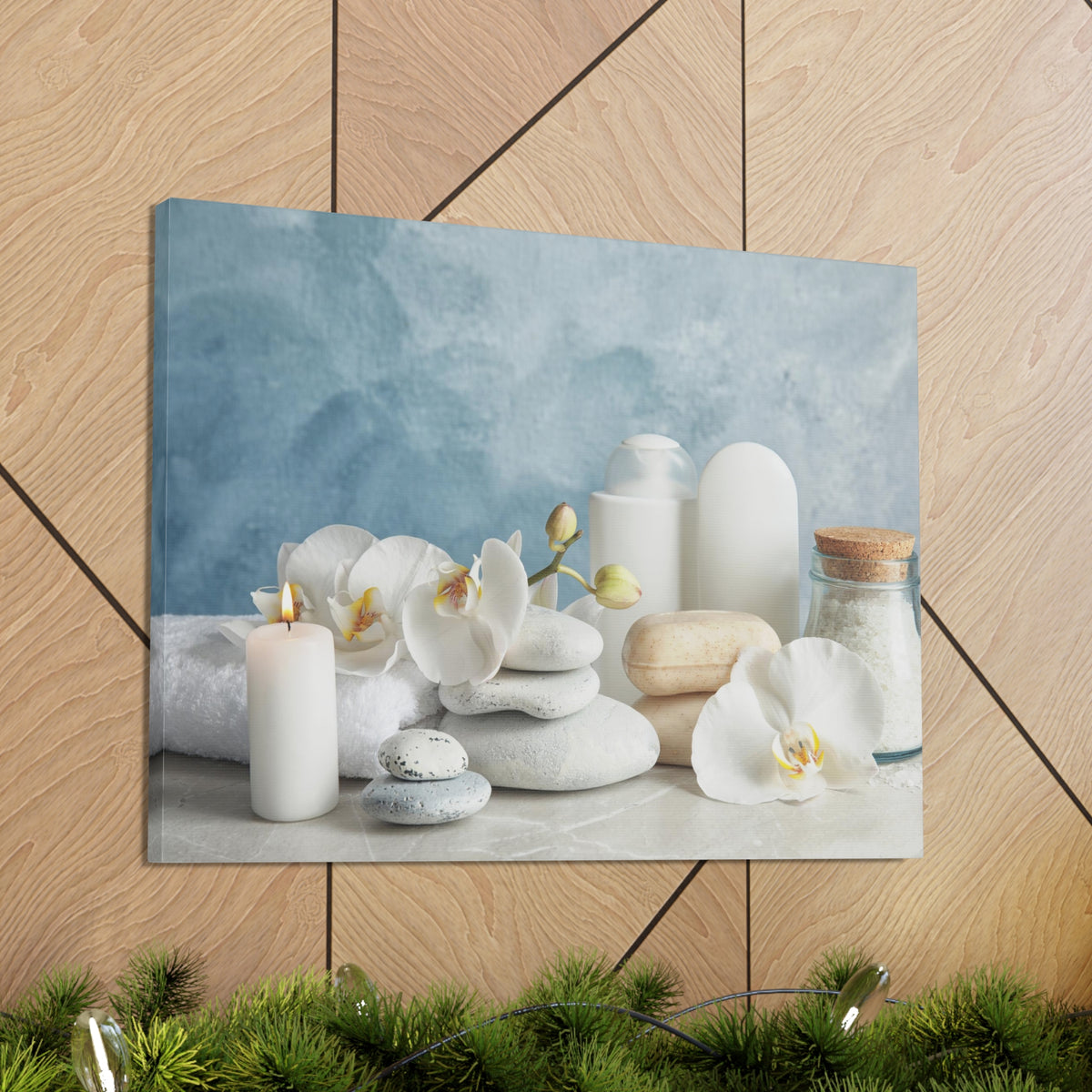 Stones on Light Table Forest Floral Nature Photography Canvas Wall Art for Home Decor Ready-to-Hang-Express Your Love Gifts