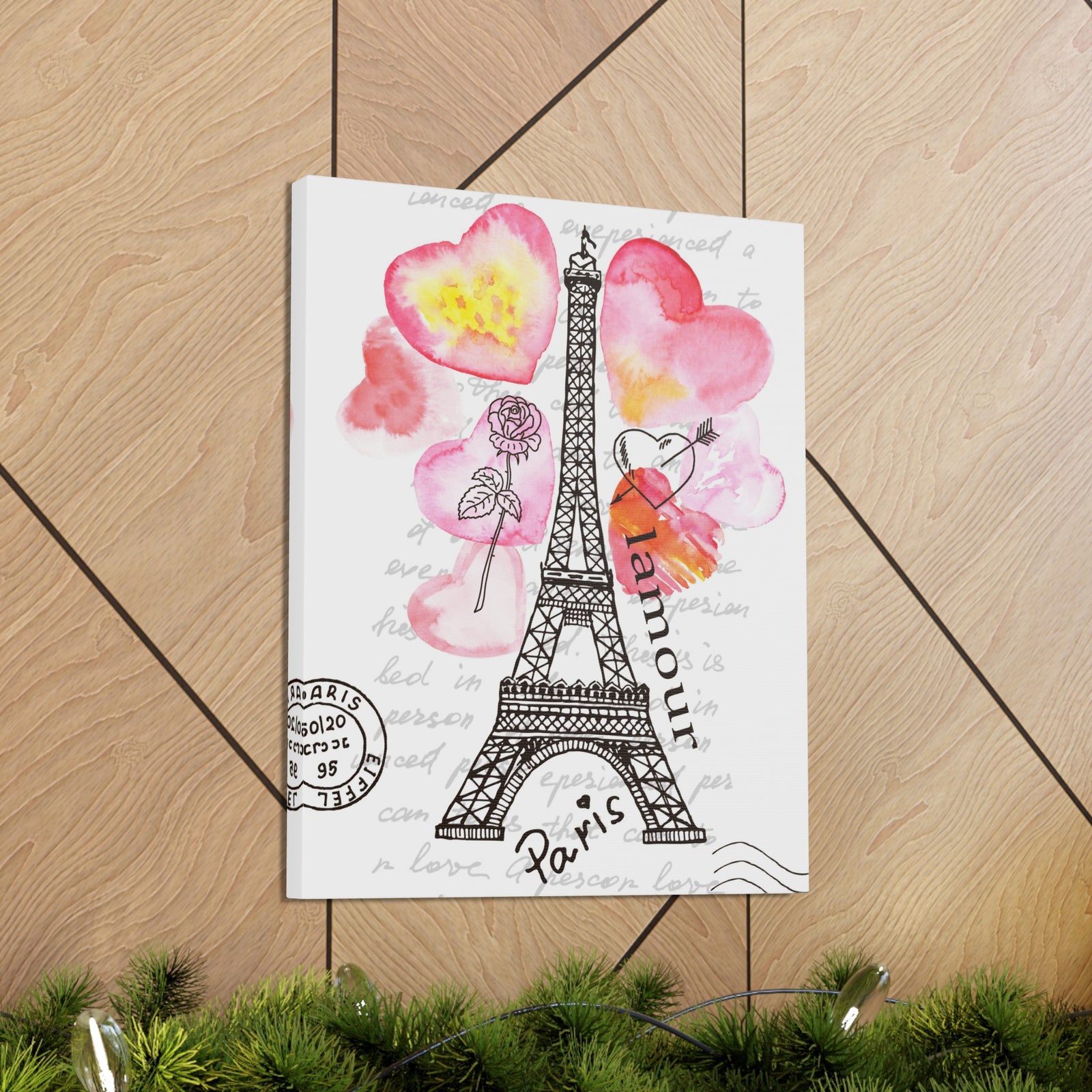 Pink Heart Eiffel Tower Paris France Canvas Artwork High-Quality Breathtaking French City for Home Decor Ready to Hang-Express Your Love Gifts