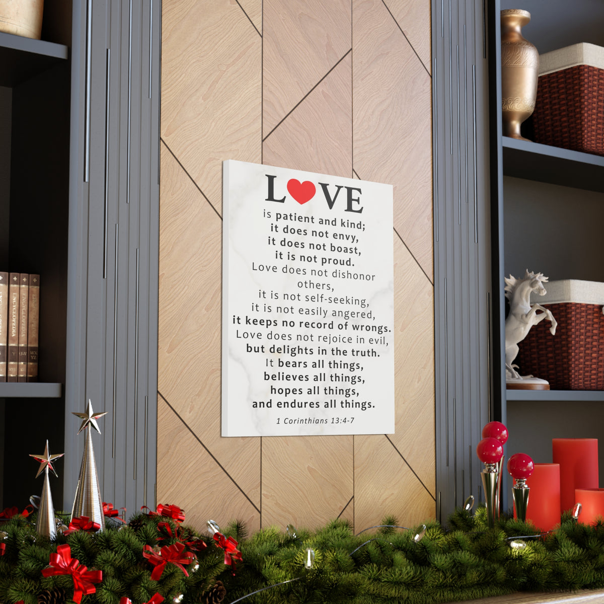 Scripture Walls Love Is Red Heart 1 Corinthians 13:4-7 Bible Verse Canvas Christian Wall Art Ready to Hang Unframed-Express Your Love Gifts