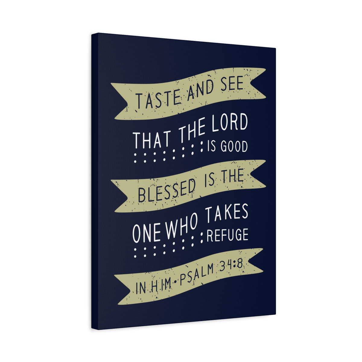 Scripture Canvas Blessed Psalm 34:8 Christian Wall Art Bible Verse Print Ready to Hang-Express Your Love Gifts