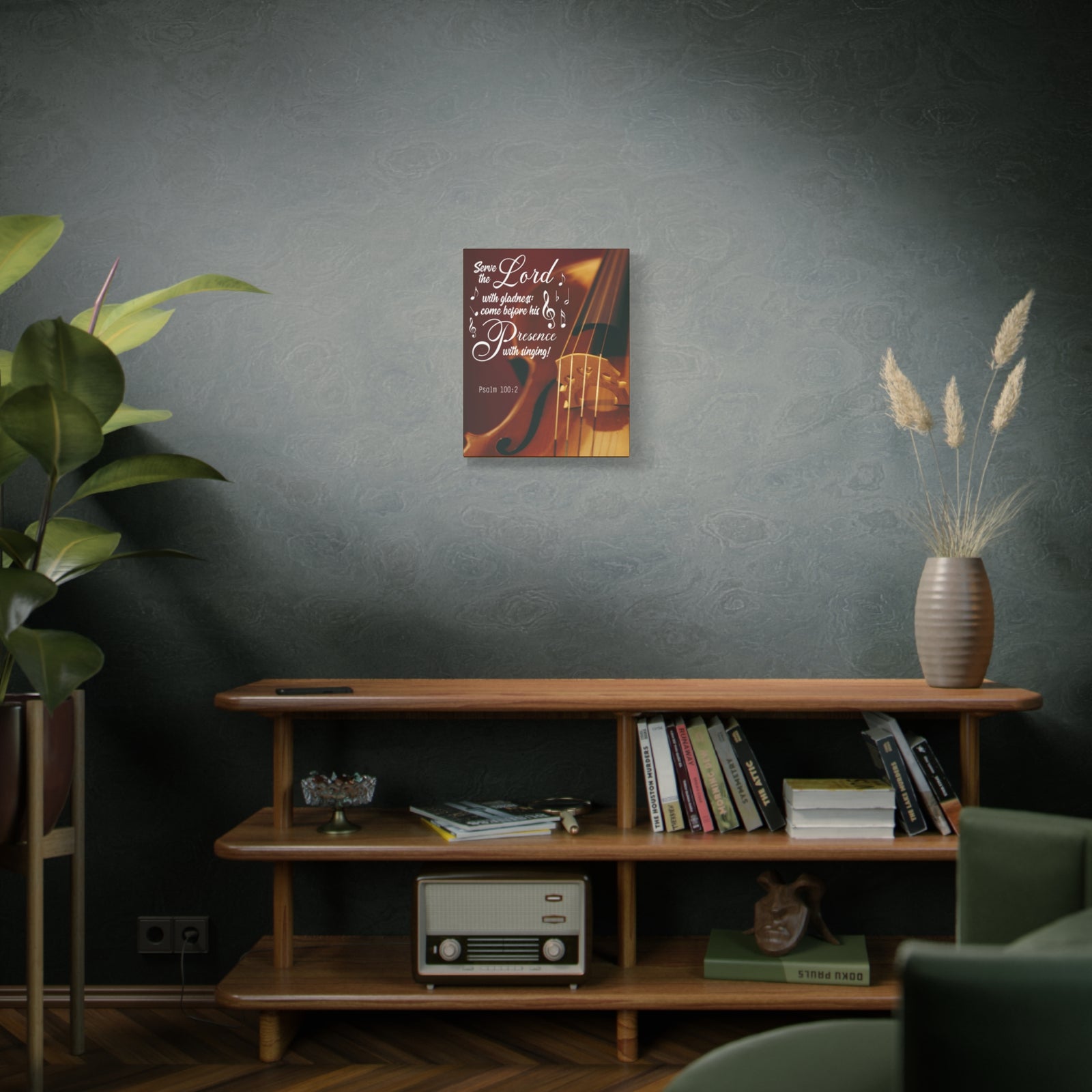 Scripture Canvas Serve the Lord With Gladness Psalm 100:2 Christian Wall Art Bible Verse Print Ready to Hang-Express Your Love Gifts