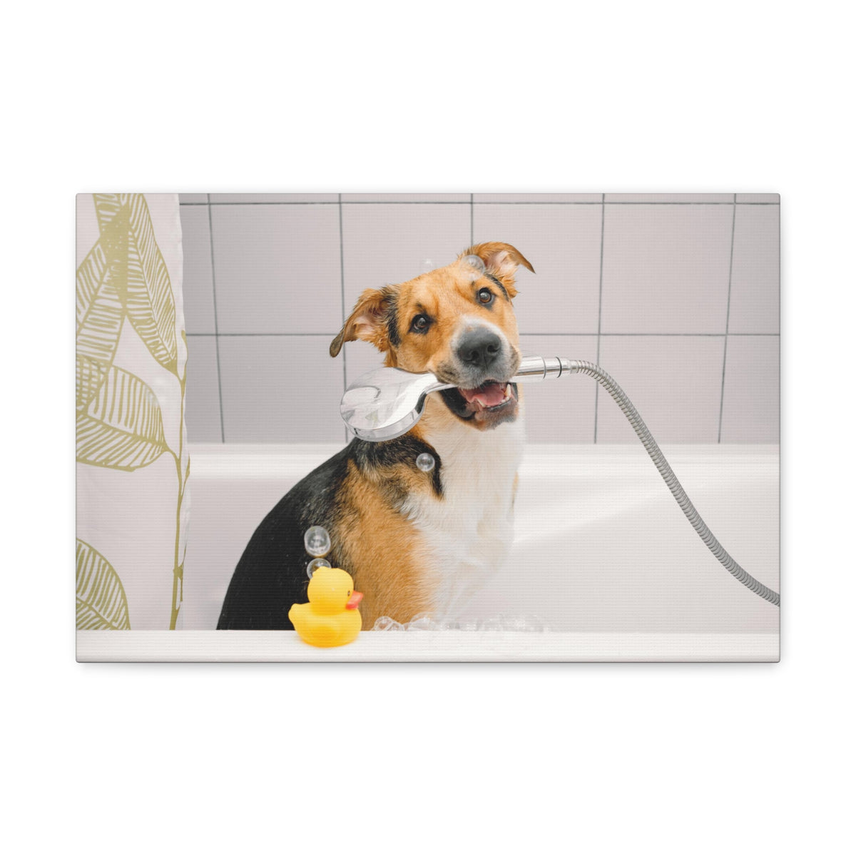 Cute Mongrel Bath Canvas Wall Art for Home Decor Ready-to-Hang-Express Your Love Gifts