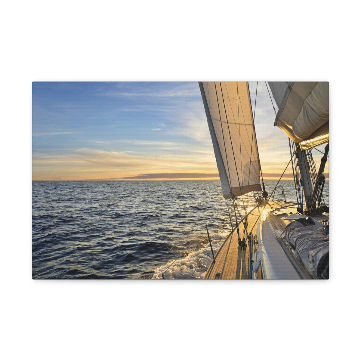 Sailboat Sailing In The Sea At Sunset Ocean Canvas Wall Art for Home Decor Ready-to-Hang-Express Your Love Gifts