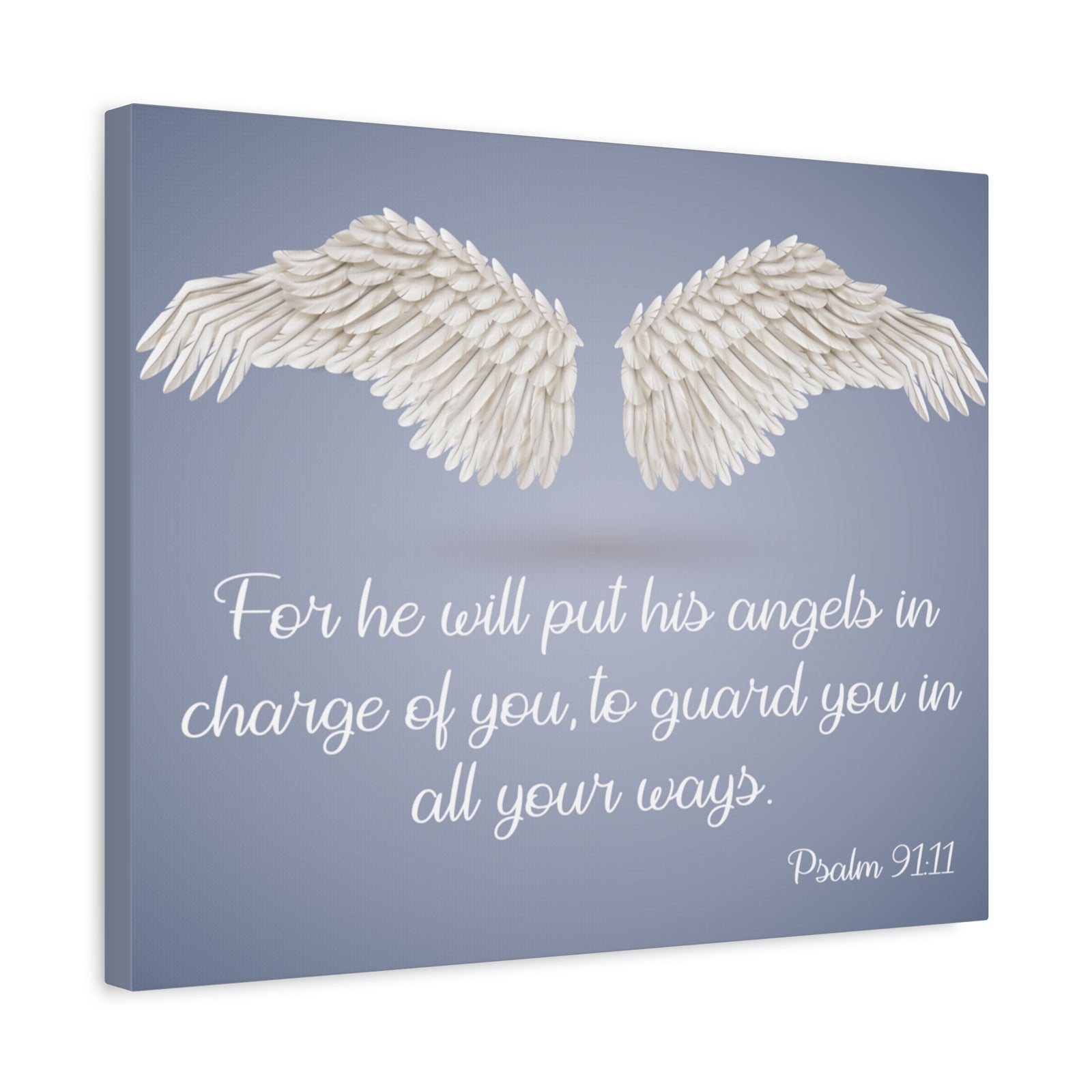 Bible Verse Canvas God's Angels Psalm 91:11 Christian Home Décor Wall Art Scripture Ready to Hang Faith Print-Express Your Love Gifts
