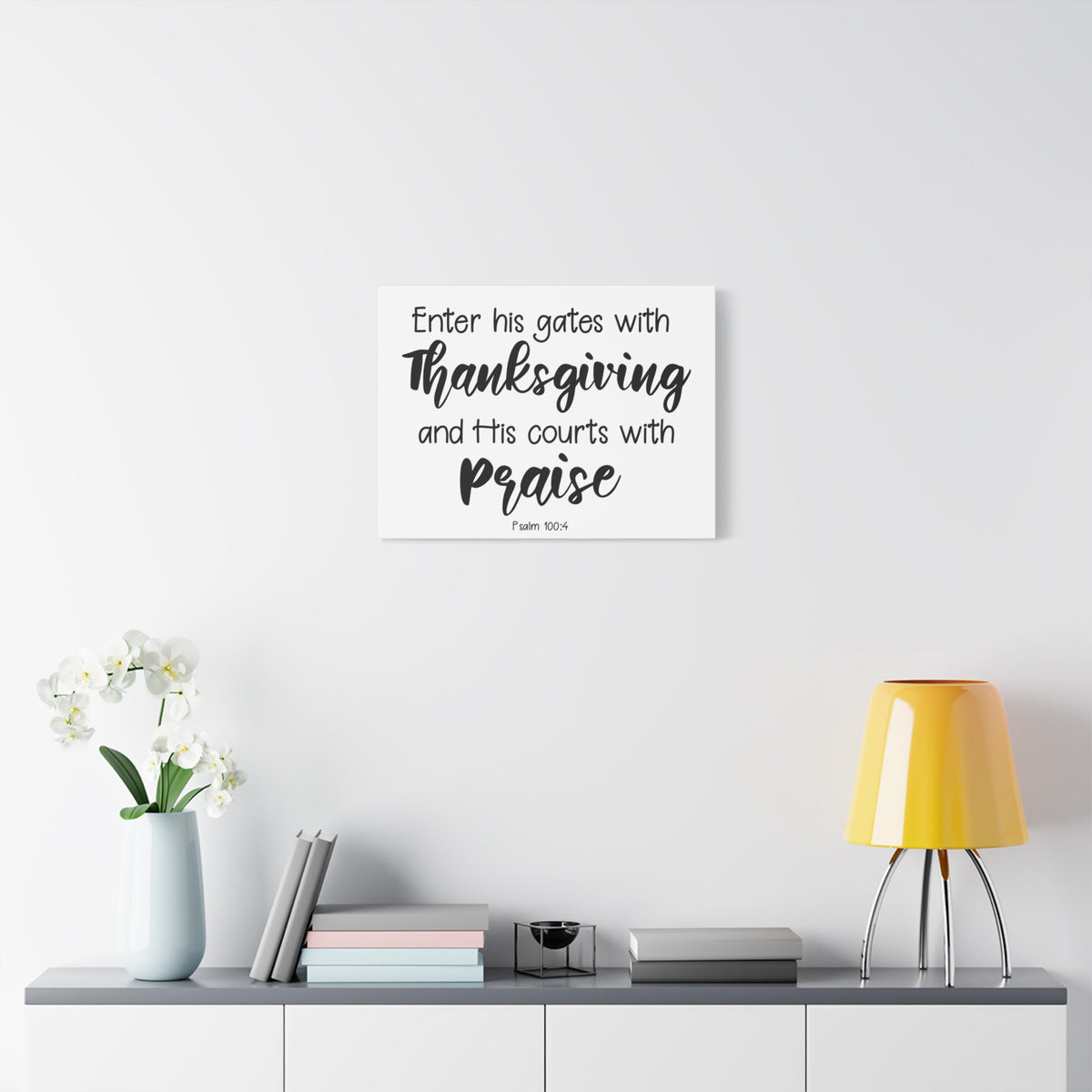 Scripture Canvas Thanksgiving Psalm 100:4 Christian Wall Art Bible Verse Print Ready to Hang-Express Your Love Gifts