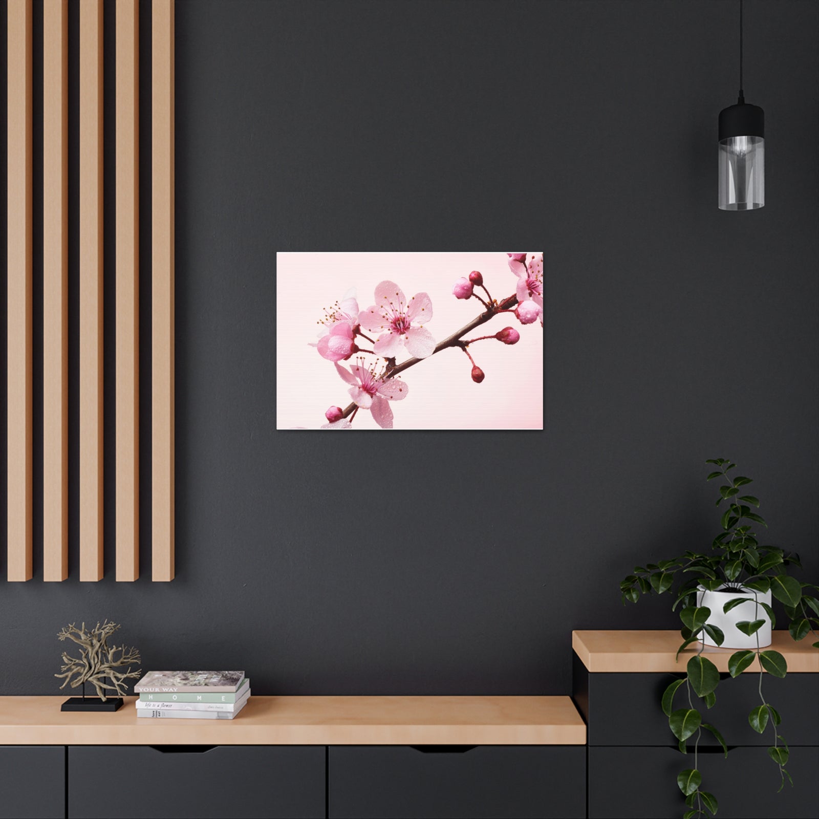 Cherry Blossom Branch Forest Floral Nature Photography Canvas Wall Art for Home Decor Ready-to-Hang-Express Your Love Gifts