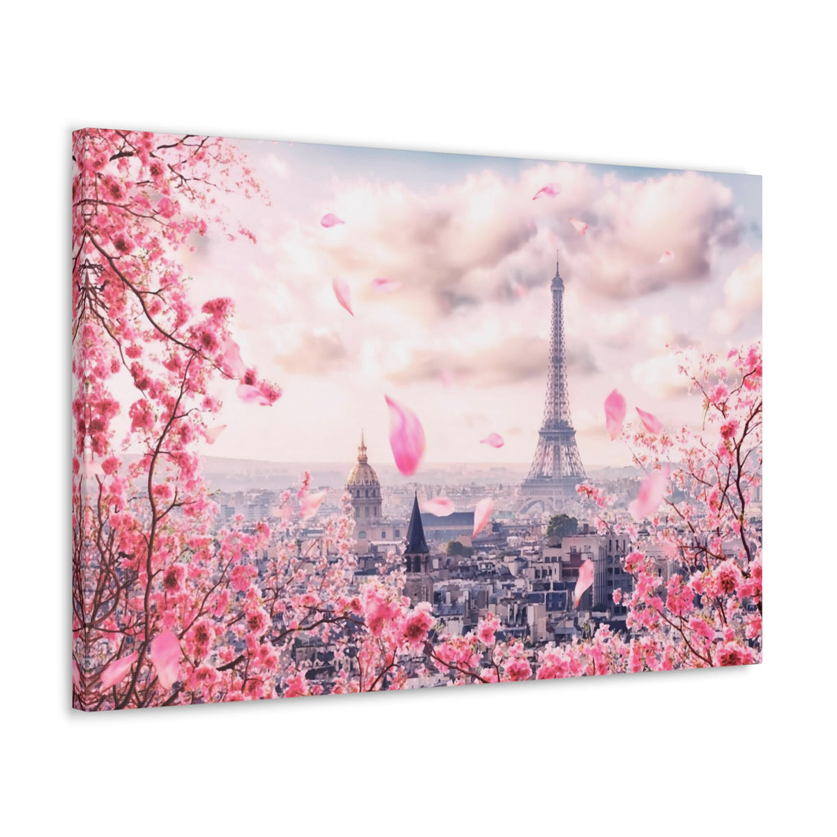 Paris Pink Tree Eiffel Tower France Canvas Artwork High-Quality Breathtaking French City for Home Decor Ready to Hang-Express Your Love Gifts