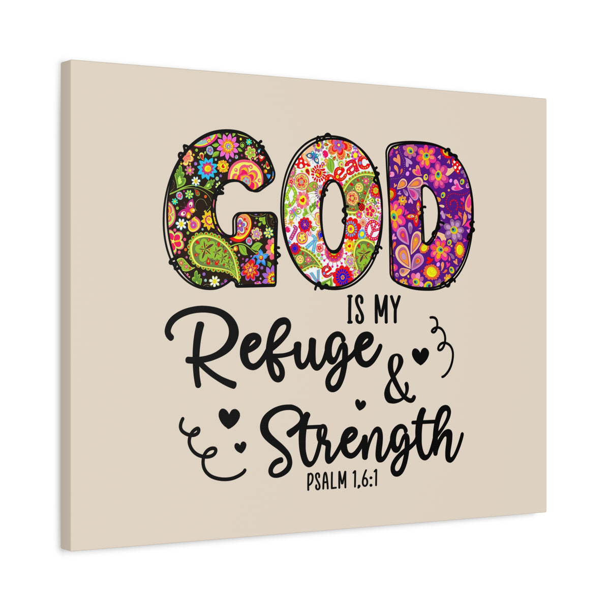 Scripture Walls Refuge & Strength Psalm 1,6:1 Floral Bible Verse Canvas Christian Wall Art Ready to Hang-Express Your Love Gifts