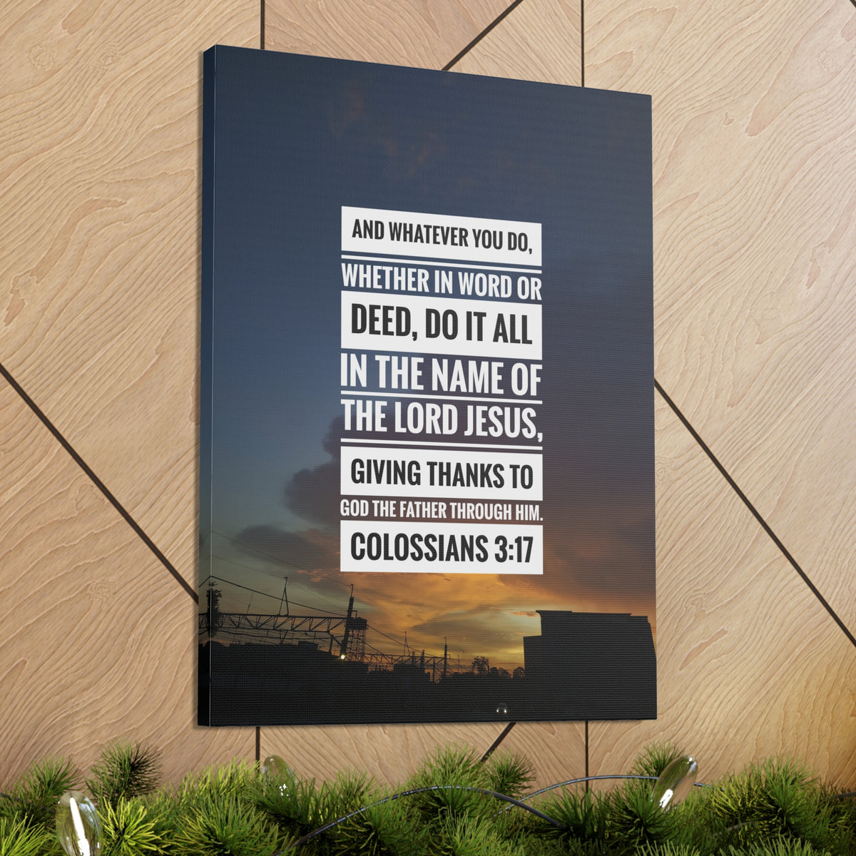 Scripture Canvas Thanks To God The Father Colossians 3:17 Christian Wall Art Bible Verse Print Ready to Hang-Express Your Love Gifts