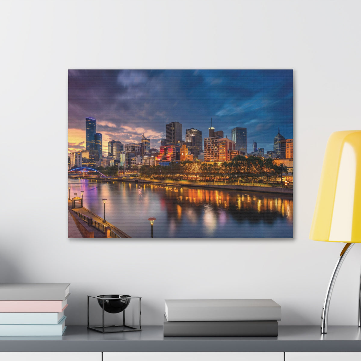 Melbourne Night Skyline Canvas Artwork High-Quality Breathtaking Stunning Cityscape for Home Decor Ready to Hang-Express Your Love Gifts