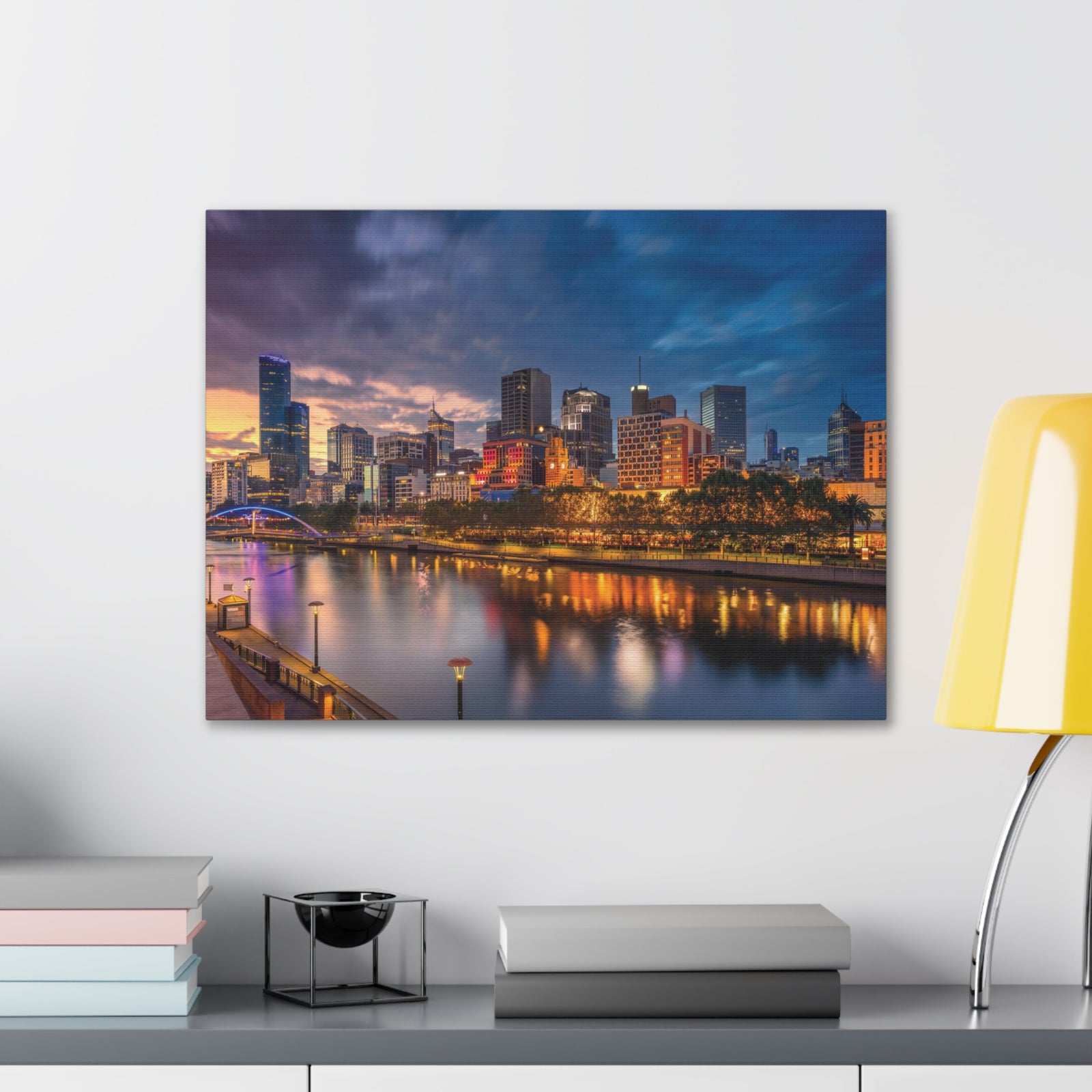 Melbourne Night Skyline Canvas Artwork High-Quality Breathtaking Stunning Cityscape for Home Decor Ready to Hang-Express Your Love Gifts