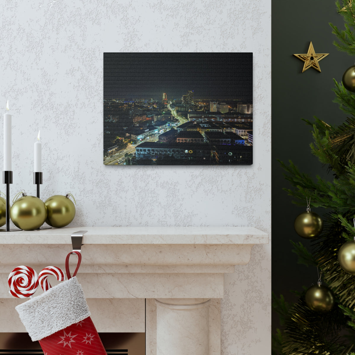 Pattaya Night View Canvas Artwork Breathtaking Thai City for Home Decor Ready to Hang-Express Your Love Gifts