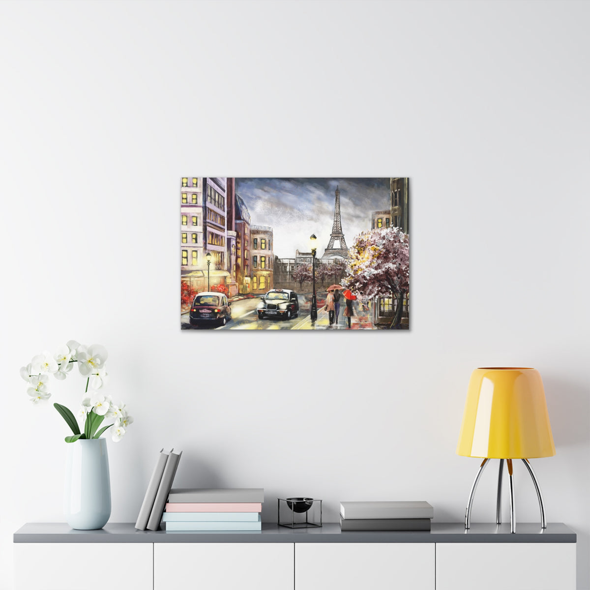 Paris Couple Red Umbrella France Canvas Artwork High-Quality Breathtaking French City for Home Decor Ready to Hang-Express Your Love Gifts