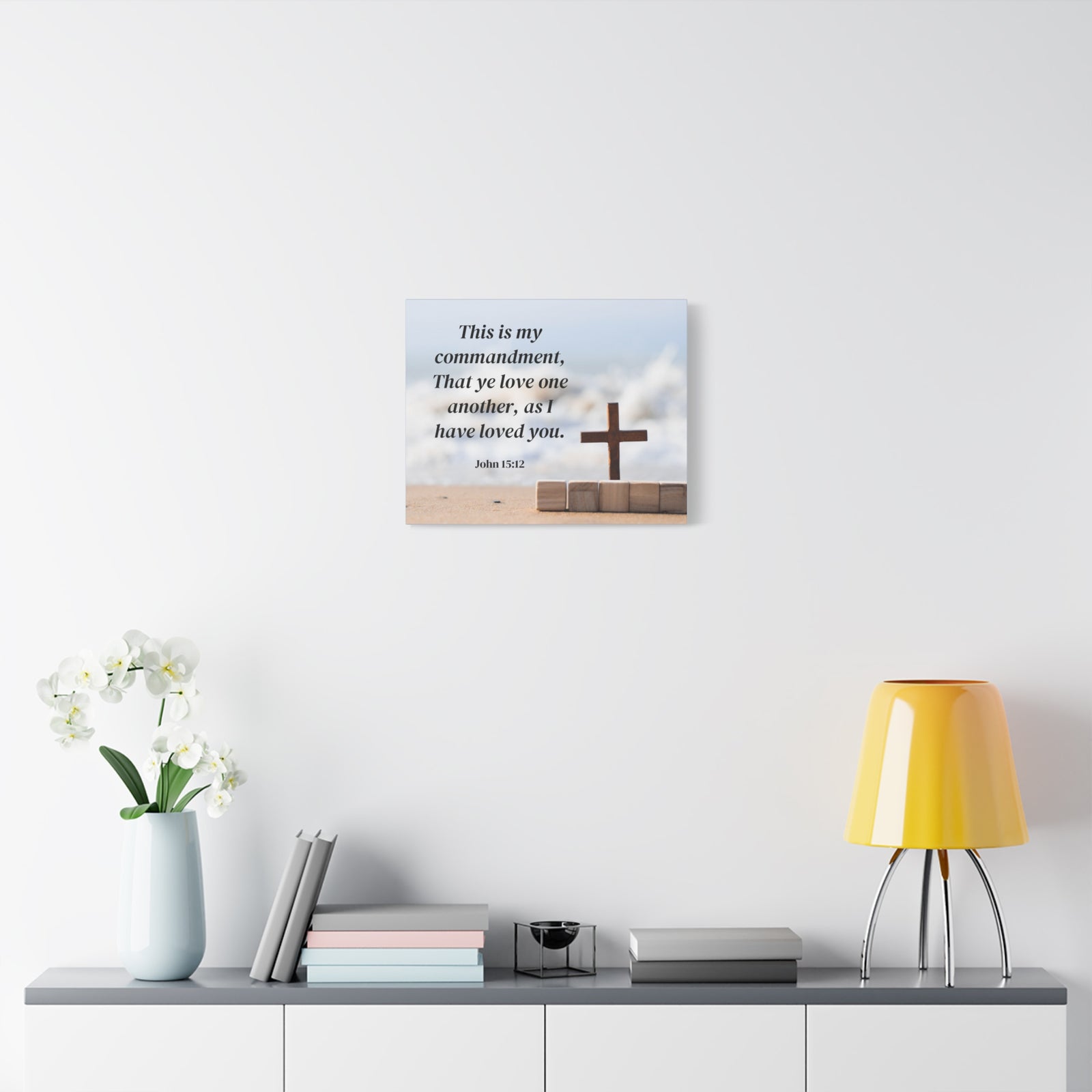 Scripture Canvas My Commandment John 15:12 Christian Wall Art Bible Verse Print Ready to Hang-Express Your Love Gifts