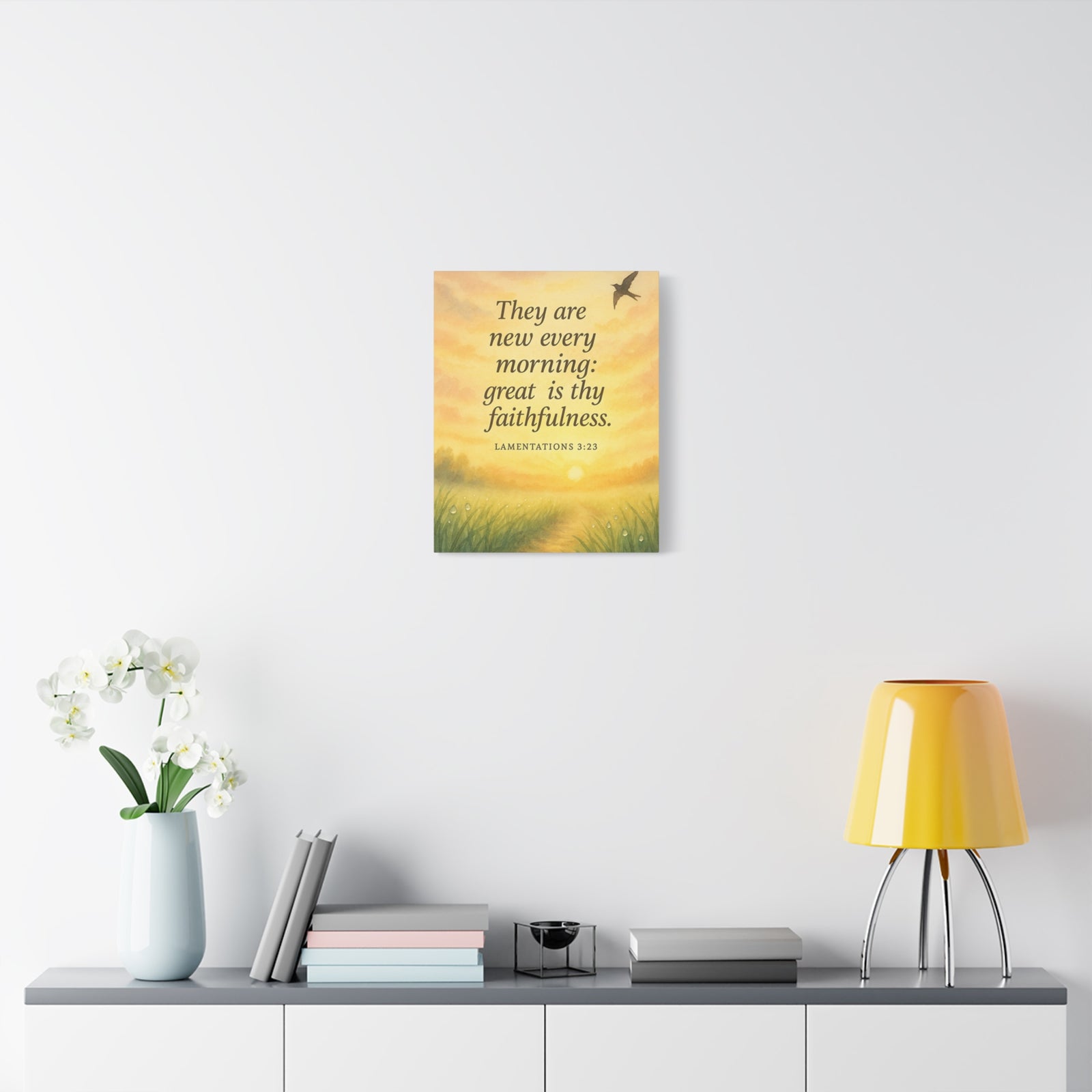 Bible Verse Canvas Lamentations 3:23 Christian Home Décor Wall Art Scripture Ready to Hang Faith Print-Express Your Love Gifts