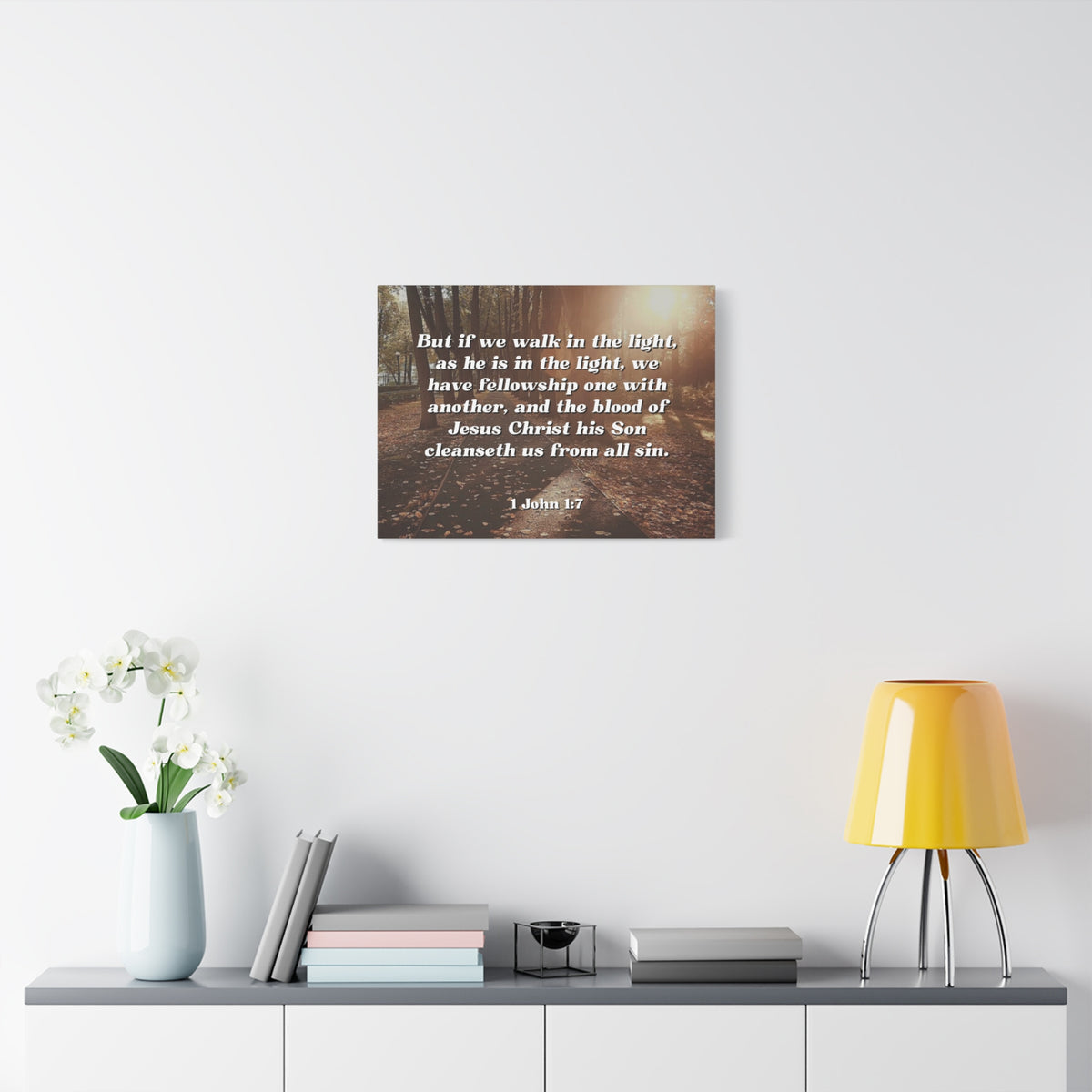 Scripture Canvas Cleanseth Us 1 John 1:7 Christian Wall Art Bible Verse Print Ready to Hang-Express Your Love Gifts