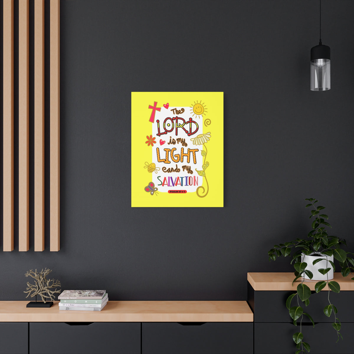 Scripture Walls Lord Is My Light Psalm 27:1 Bible Verse Canvas Christian Wall Art Ready to Hang-Express Your Love Gifts