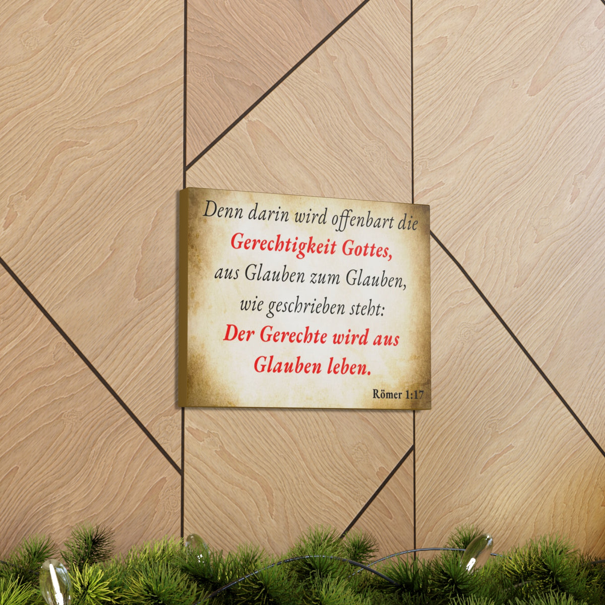 Scripture Walls Römer 1:17 Romans 1:17 Live By Faith German Gold Bible Verse Canvas Christian Wall Art Ready to Hang Unframed-Express Your Love Gifts