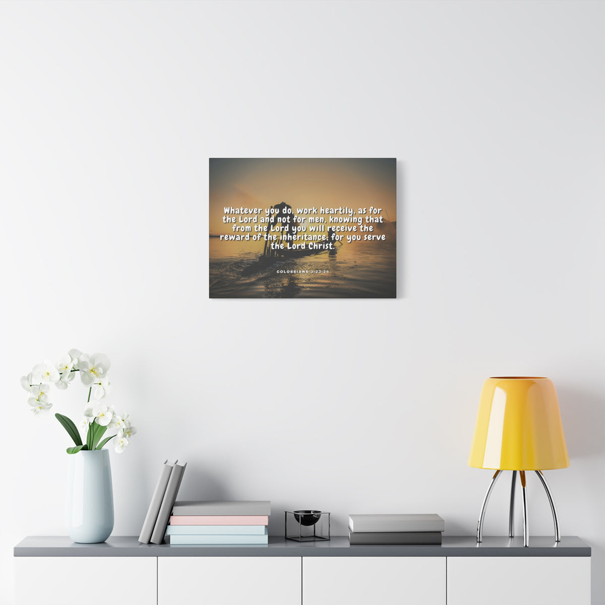 Scripture Canvas Working For God Colossians 3:23 - 24 Christian Wall Art Bible Verse Print Ready to Hang-Express Your Love Gifts