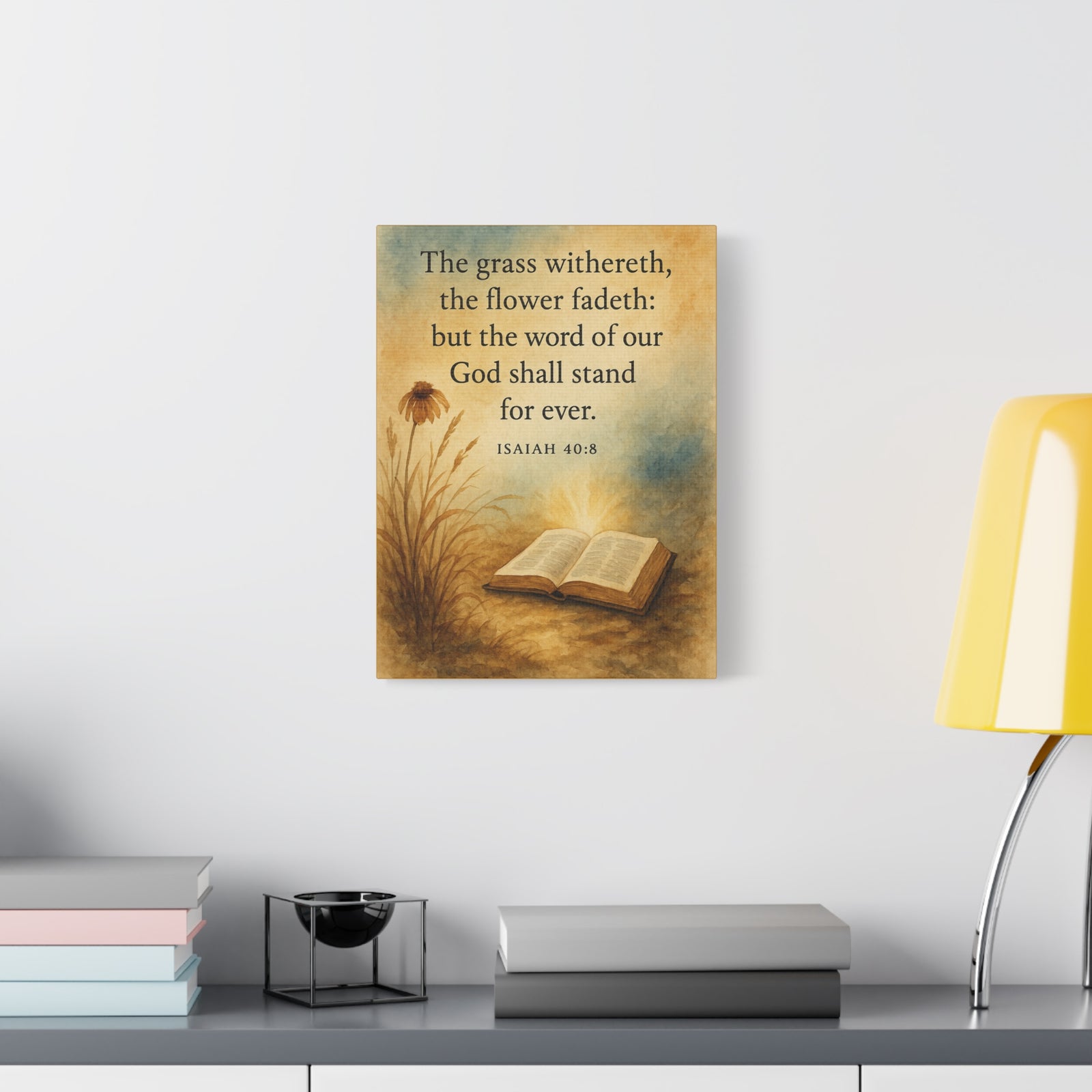 Bible Verse Canvas Isaiah 40:8 Christian Home Décor Wall Art Scripture Ready to Hang Faith Print-Express Your Love Gifts