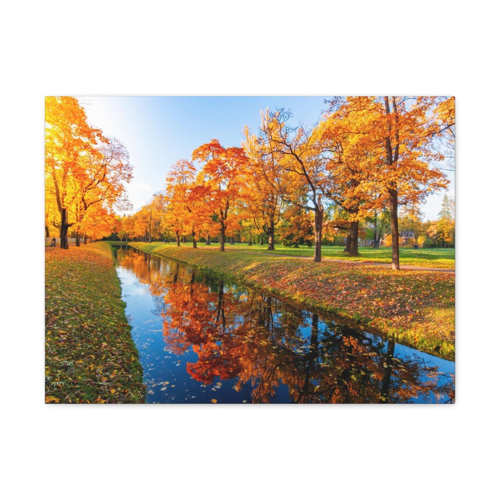 Obvodny Canal in Autumn Forest Floral Nature Photography Canvas Wall Art for Home Decor Ready-to-Hang-Express Your Love Gifts