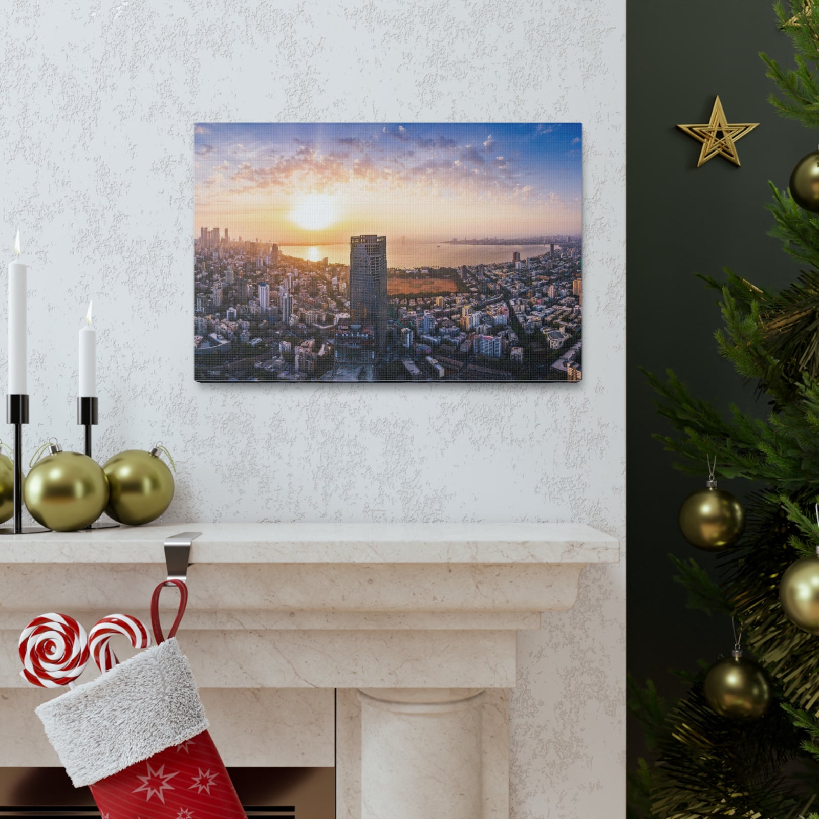 Mumbai Daytime Skyline Canvas Artwork High-Quality Breathtaking Stunning Cityscape for Home Decor Ready to Hang-Express Your Love Gifts