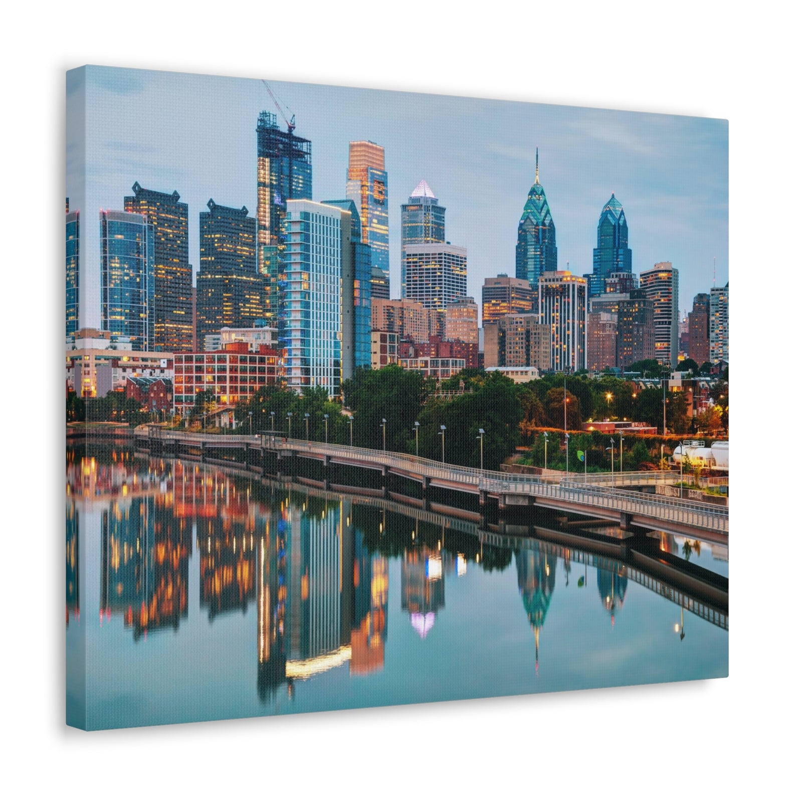 Philadelphia Daytime Skyline Canvas Artwork High-Quality Breathtaking Stunning Cityscape for Home Decor Ready to Hang-Express Your Love Gifts