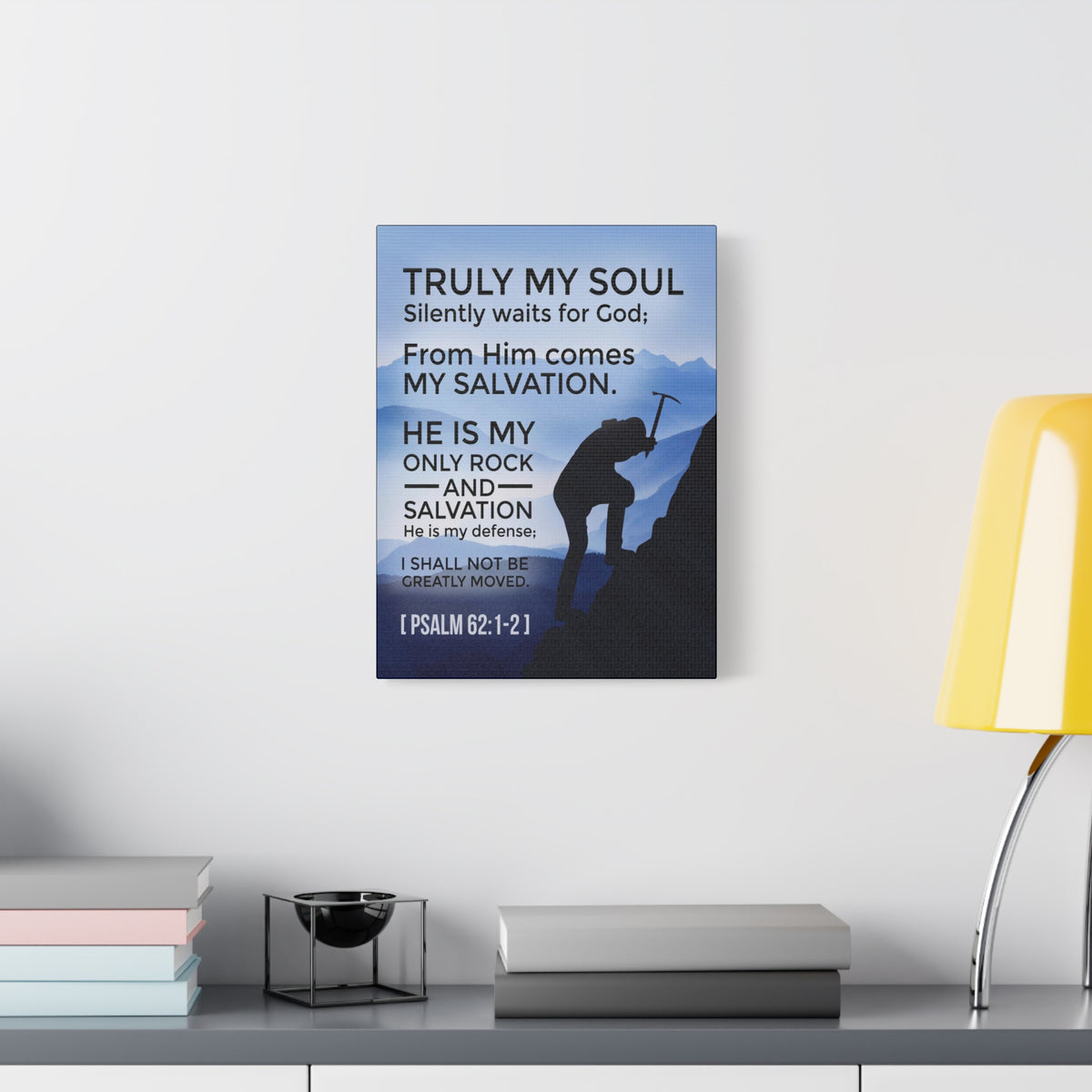 Scripture Canvas Rock And Salvation Psalm 62:1-2 Christian Wall Art Bible Verse Print Ready to Hang-Express Your Love Gifts