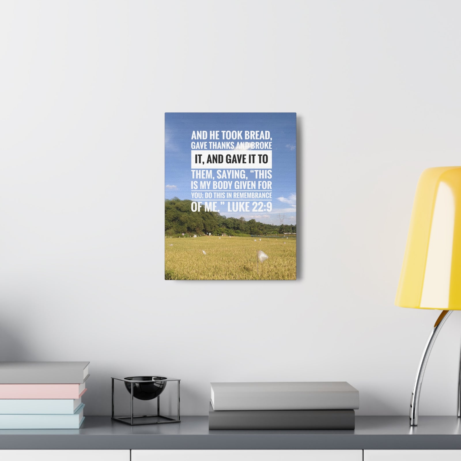 Scripture Canvas Gave Thanks Luke 22:9 Christian Wall Art Bible Verse Print Ready to Hang-Express Your Love Gifts