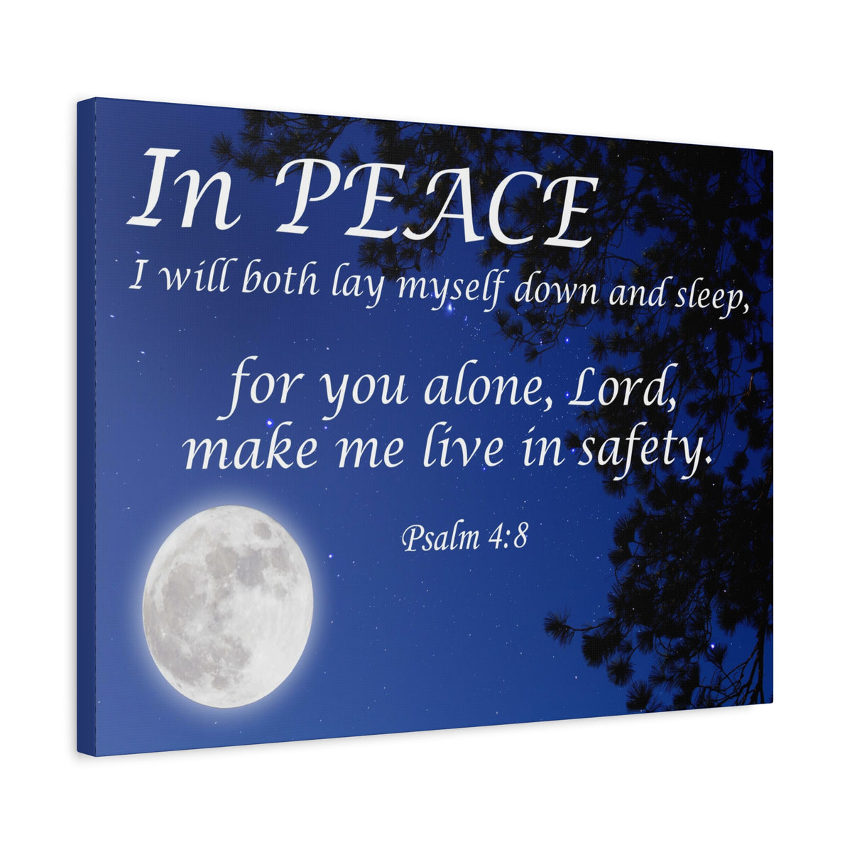 Bible Verse Canvas In Peace Psalm 4:8 Christian Home Decor Scripture Art-Express Your Love Gifts
