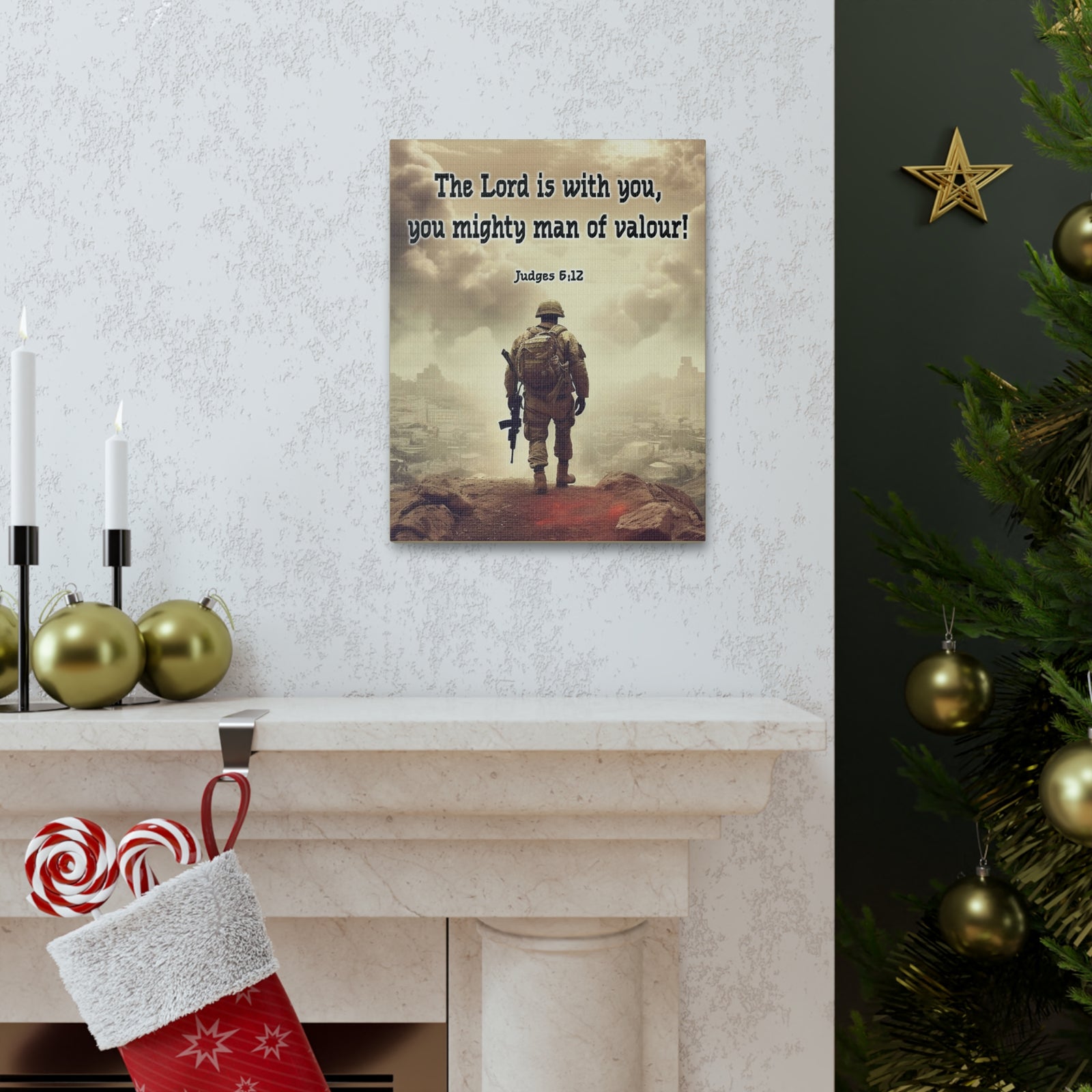 Scripture Walls Divine Valor: A Soldier's Journey Judges 6:12 Christian Wall Art Print Ready to Hang Unframed-Express Your Love Gifts