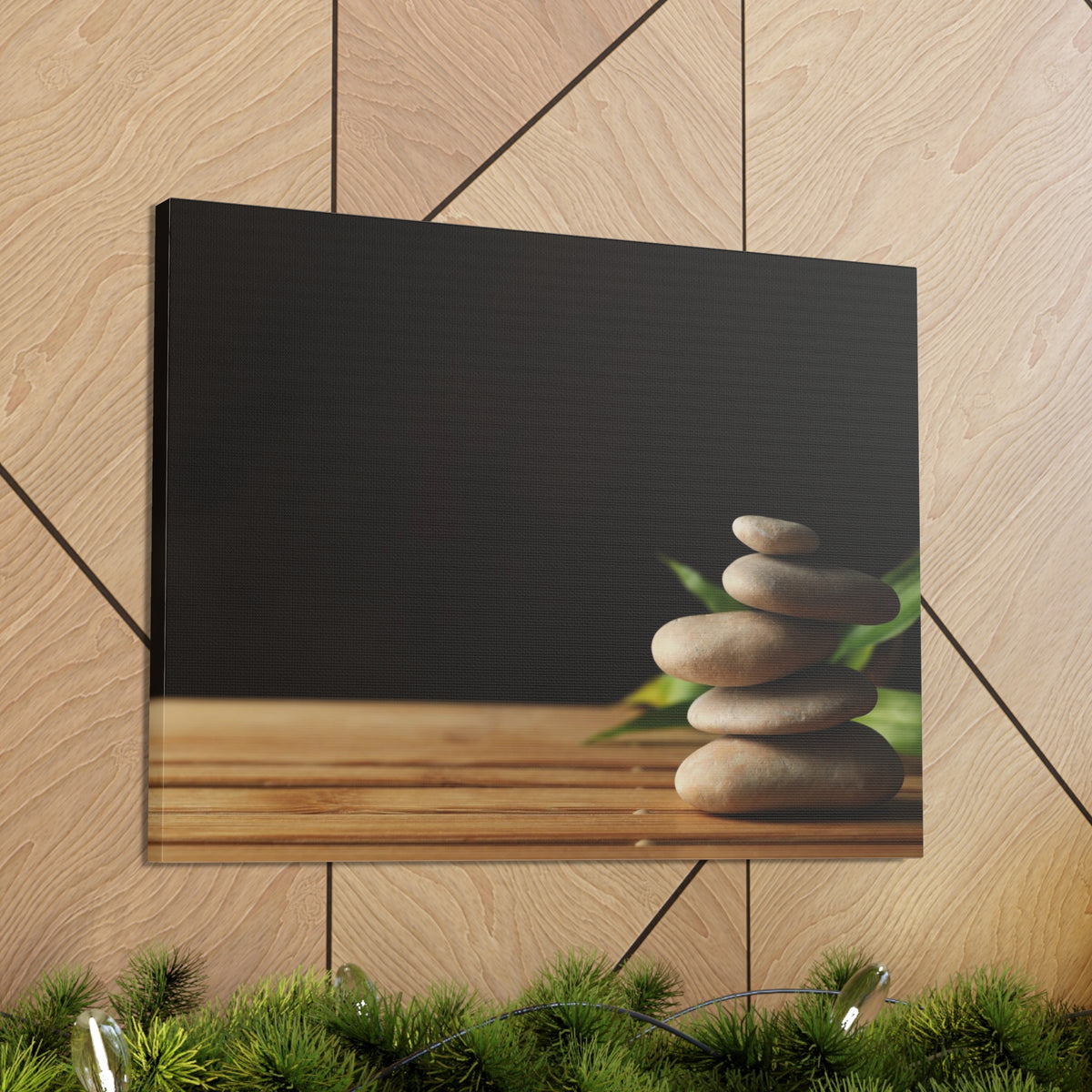 Stones Bamboo Background Forest Floral Nature Photography Canvas Wall Art for Home Decor Ready-to-Hang-Express Your Love Gifts