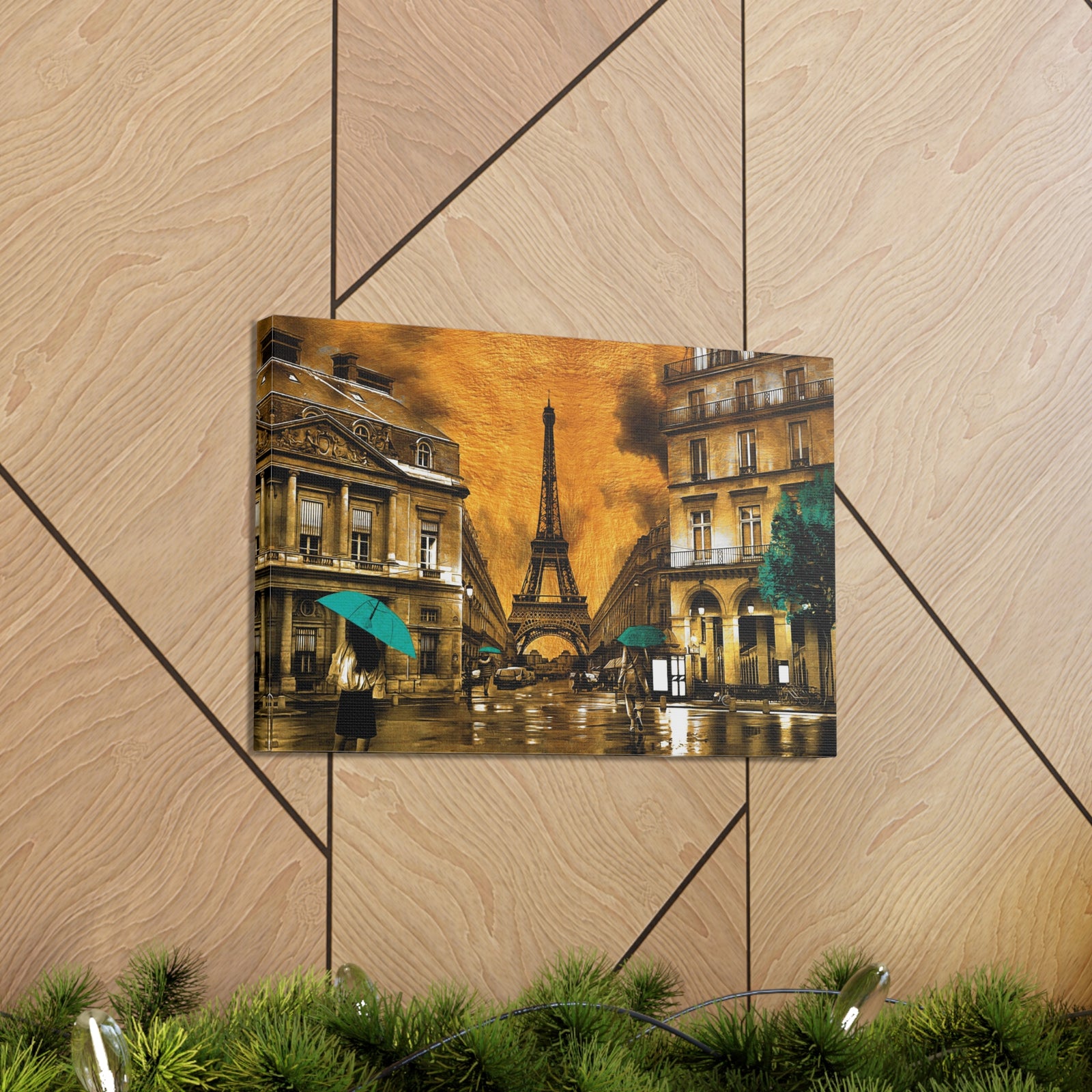 Yellow And Blue Eiffel Tower France Canvas Artwork High-Quality Breathtaking French City for Home Decor Ready to Hang-Express Your Love Gifts
