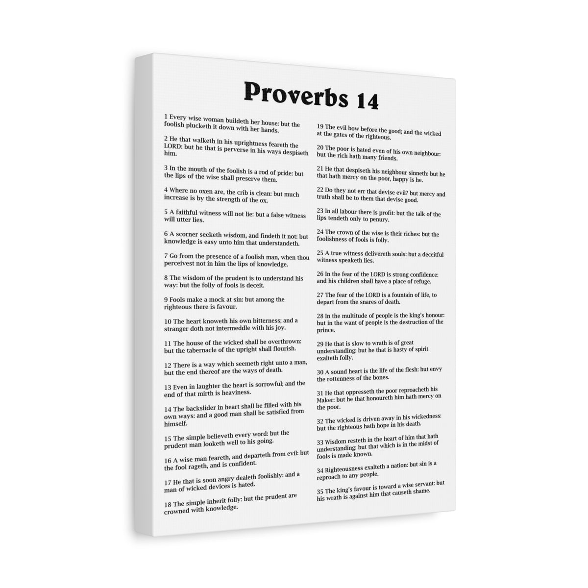 Scripture Walls Proverbs Chapter 14 White Bible Canvas Christian Wall Art Ready to Hang Unframed-Express Your Love Gifts
