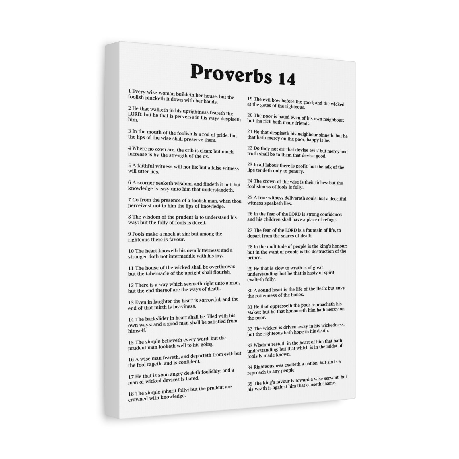 Scripture Walls Proverbs Chapter 14 White Bible Canvas Christian Wall Art Ready to Hang Unframed-Express Your Love Gifts
