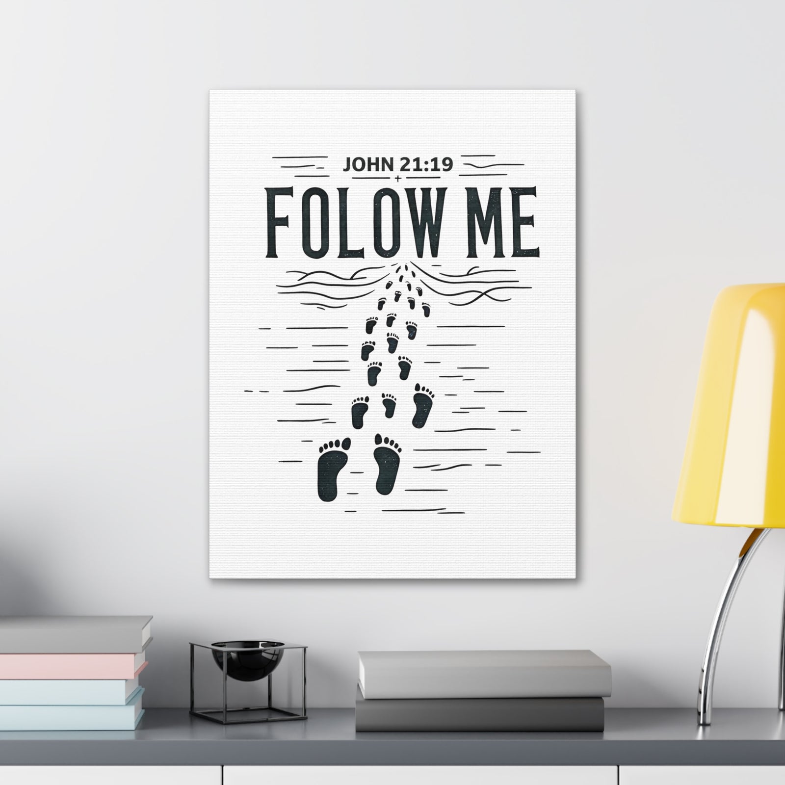 Scripture Walls John 21:19 Follow Me Bible Verse Canvas Christian Wall Art Ready to Hang Unframed-Express Your Love Gifts