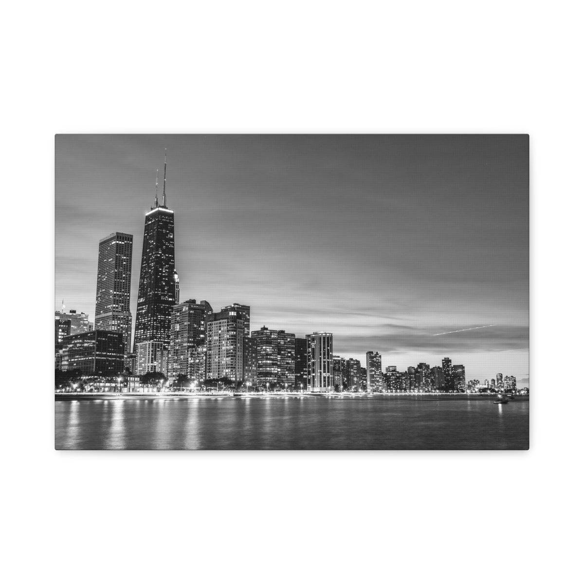 Chicago Black And White Skyline Canvas Artwork High-Quality Breathtaking Stunning Cityscape for Home Decor Ready to Hang-Express Your Love Gifts