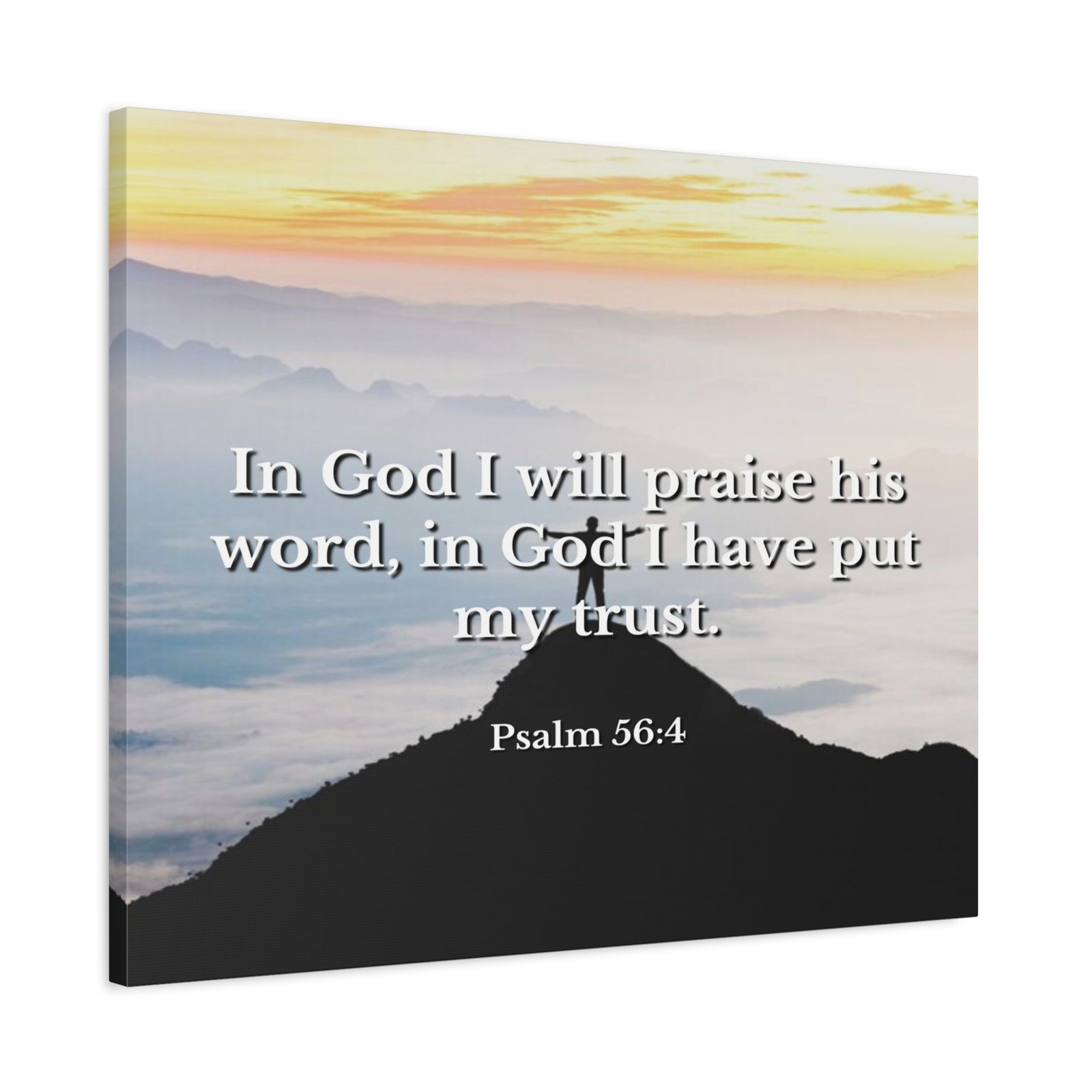 Scripture Canvas Praise His Word Psalm 56:4 Christian Wall Art Bible Verse Print Ready to Hang-Express Your Love Gifts