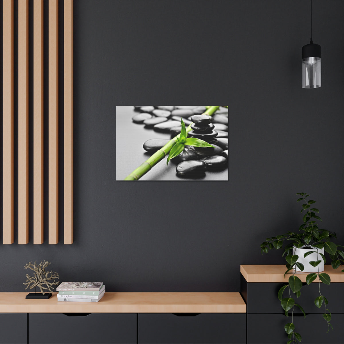 Basalt Stones on Black Forest Floral Nature Photography Canvas Wall Art for Home Decor Ready-to-Hang-Express Your Love Gifts