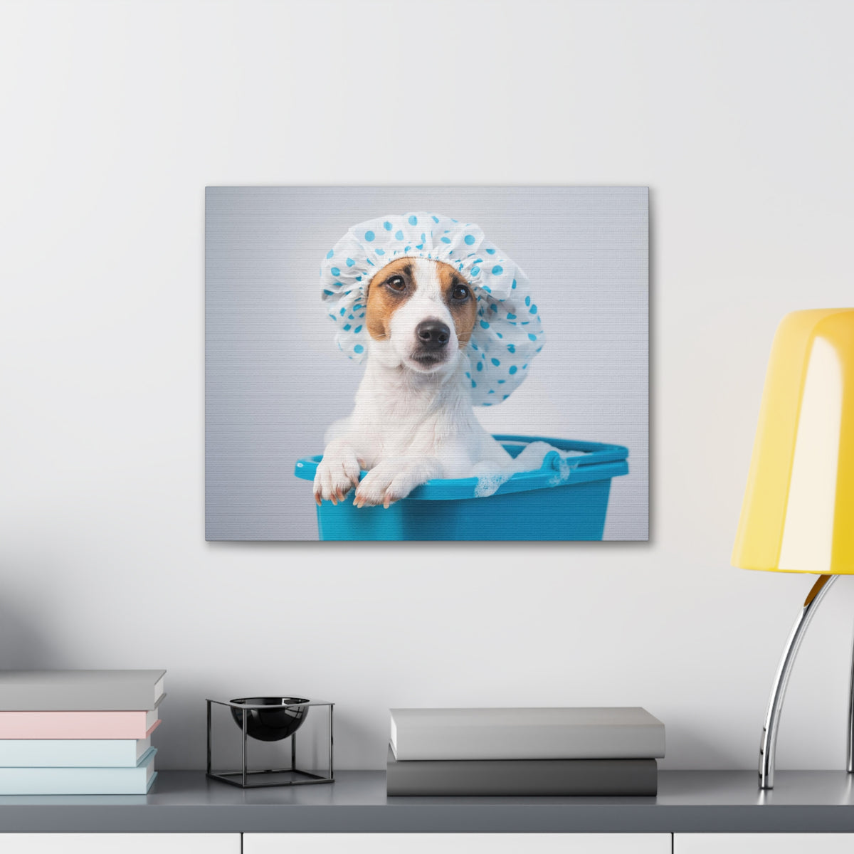 Cute Russel Terrier Bath Canvas Wall Art for Home Decor Ready-to-Hang-Express Your Love Gifts