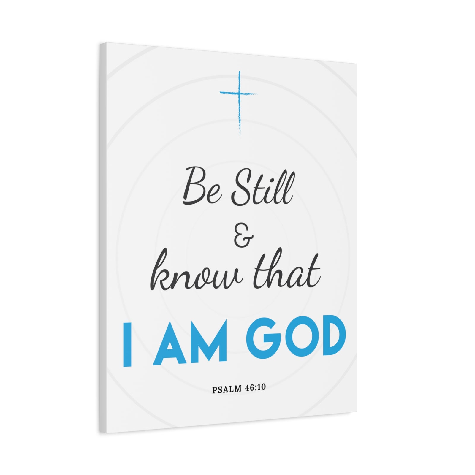Scripture Canvas Be Still And Know Psalm 46:10 Blue Christian Wall Art Bible Verse Print Ready To Hang-Express Your Love Gifts