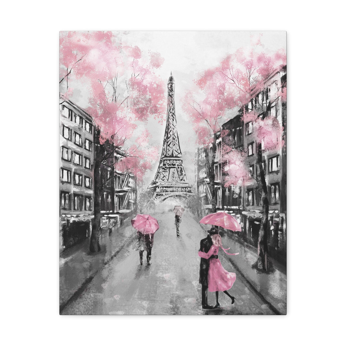 Kiss In Paris Eiffel Tower France Canvas Artwork High-Quality Breathtaking French City for Home Decor Ready to Hang-Express Your Love Gifts