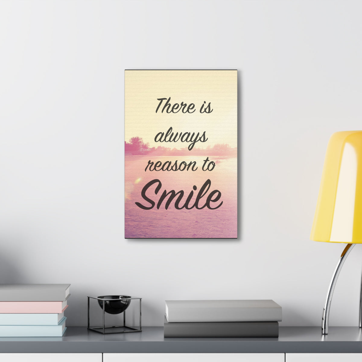 Inspirational Quote Canvas There Is Always Reason To Smile Motivational Print Ready to Hang Artwork-Express Your Love Gifts