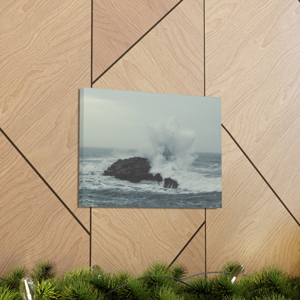 Splashing Water Rock Ocean Landscape Ocean Canvas Wall Art for Home Decor Ready-to-Hang-Express Your Love Gifts