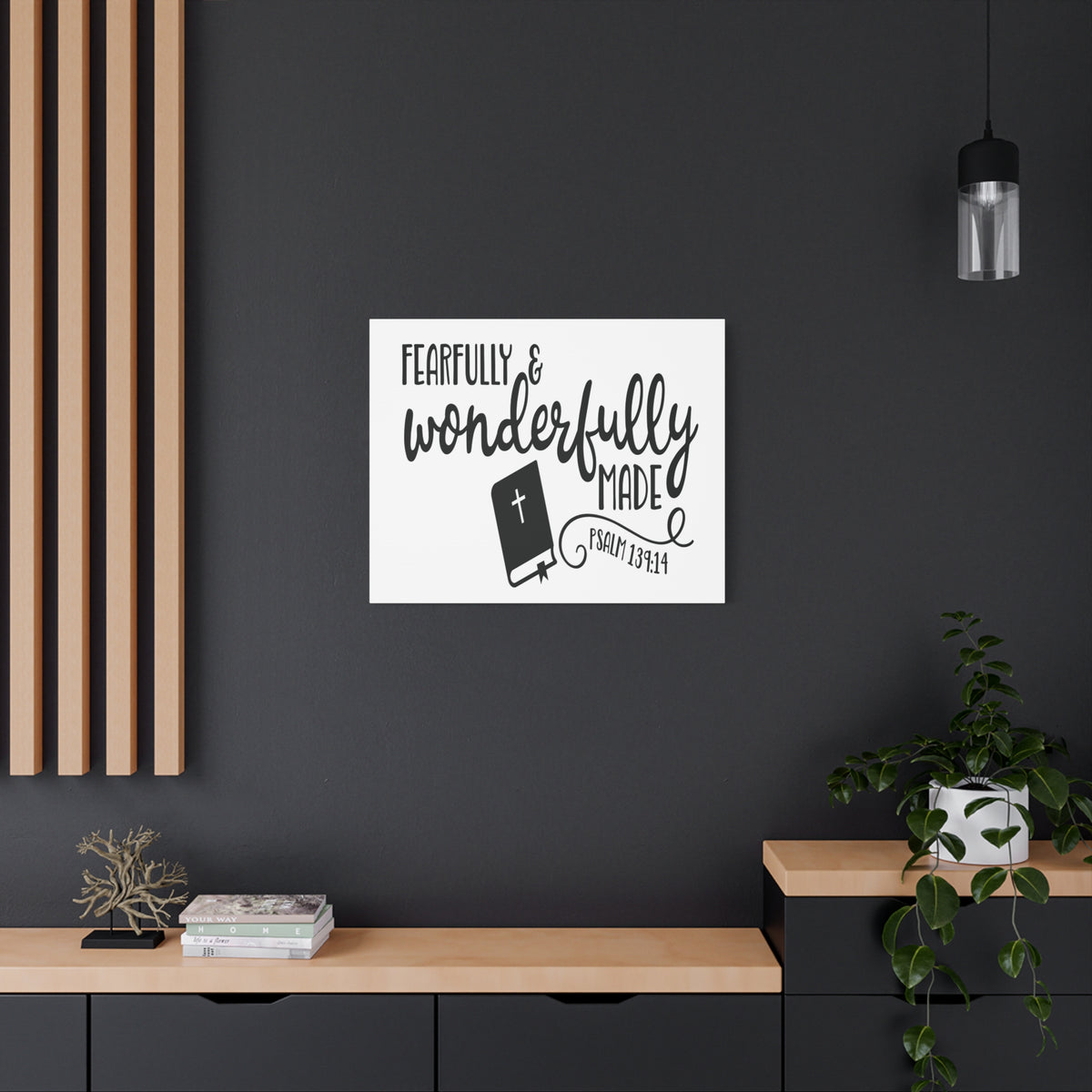 Scripture Canvas Fearfully and Wonderfully Psalm 139:14 Christian Wall Art Bible Verse Print Ready to Hang-Express Your Love Gifts